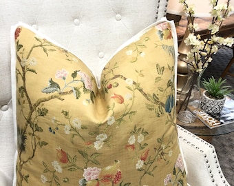 Scalamandre - Melograno on Antique Gold - Pillow Cover Designer Fabric Handcrafted Decorative Pillow High-End Designer Home Decor