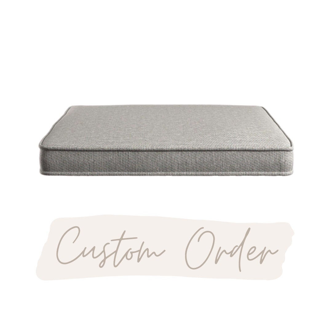 Custom Bench Cushion, Tufted Box Cushions, Floor Cushion, Gray