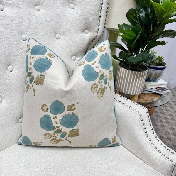 Pillow Cover Tulu Textiles Alvin in Teal, "MADE TO ORDER" Decorative High End Pillow Covers, Designer Fabrics