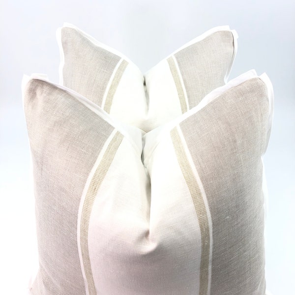 Cowtan and Tout Shelby Stripe in Beige, Decorative High End Pillow Covers, Designer Fabrics