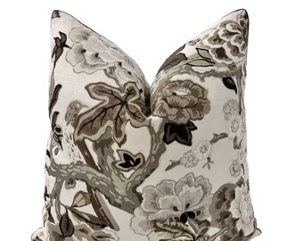 Schumacher - Bermuda Blossoms in Snow - Handcrafted Decorative  Pillow Cover High-End Designer Throw Pillow