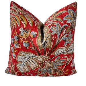 Colefax & Fowler - Paisley Leaf in Red - Pillow Cover// MADE TO ORDER// Designer Fabric Decorative Pillow, High-End Designer Throw Pillow