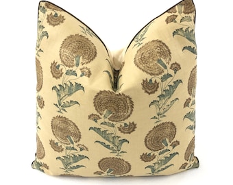 Michael S Smith / Jasper - Indian Flower w kolorze brązowym - Poszewka na poduszkę// WYKONANE NA ZAMÓWIENIE// Designerska dekoracyjna poduszka z tkaniny Poduszka dekoracyjna do domu