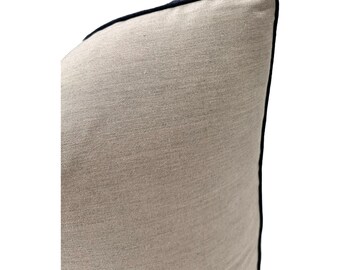 FEDERA CUSCINO SATIN LINO PUNTI - Ecrù / Nero | Italia / Italy