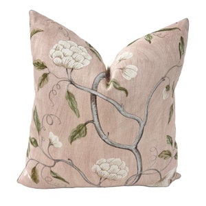 Colefax & Fowler - Snow Tree in Old Pink - Pillow Cover// MADE TO ORDER// Designer Fabric Decorative Pillow, High-End Designer Throw Pillow