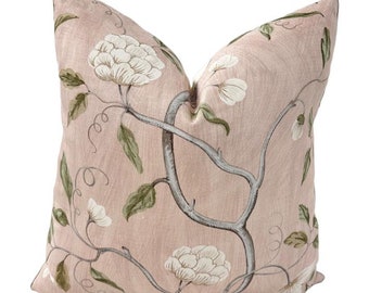 Colefax & Fowler - Snow Tree in Old Pink - Pillow Cover// MADE TO ORDER// Designer Fabric Decorative Pillow, High-End Designer Throw Pillow