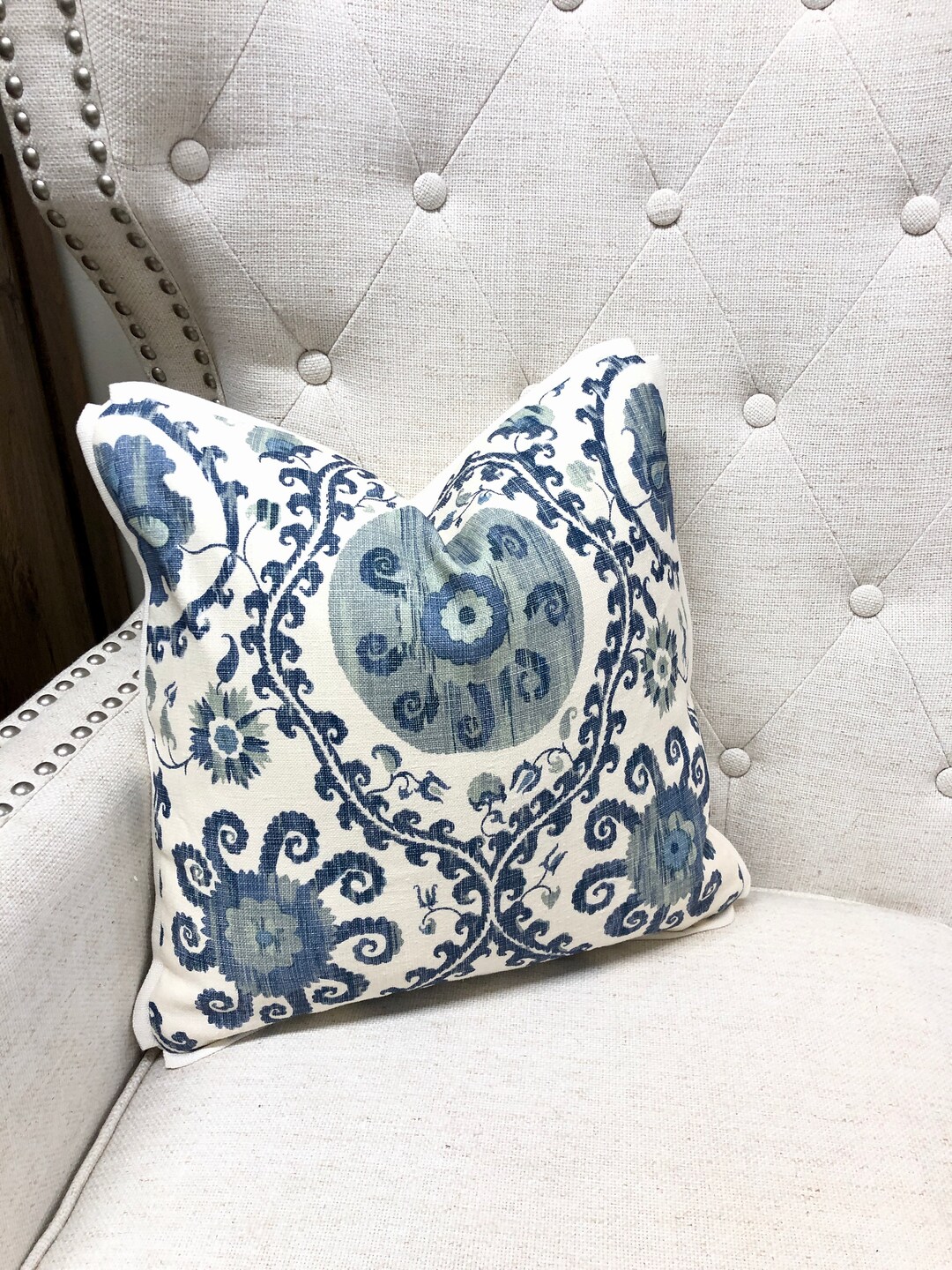 Pillow Cover, Carleton V. Oxus in Blue Pillow Cover, Custom Decorative High End Pillow Covers