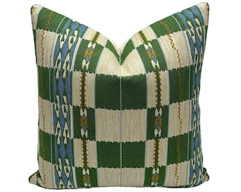 Christopher Farr - Chubby Check en verde - Funda de cojín decorativa hecha a mano, cojín de diseño de alta gama