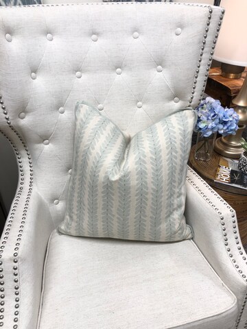 Pillow Cover, Schumacher Woodperry in Aqua Pillow Cover, Custom Decorative High End Pillow Covers, Designer Fabrics Pillow Covers