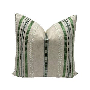 Lee Jofa - Nautique Emb in Green/Blue - Pillow Cover Designer Fabric Handcrafted Decorative Pillow High-End Designer Throw Pillow