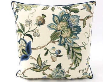 Pillow Cover, P. Kaufmann - Brissac in Sapphire - Pillow Cover, Decorative High End Pillow Covers, Designer Fabrics Pillow Cover