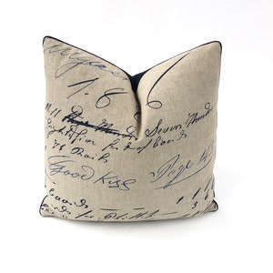 Designer Vintage Script Handwriting, Designer Fabrics, Decorative Pillows