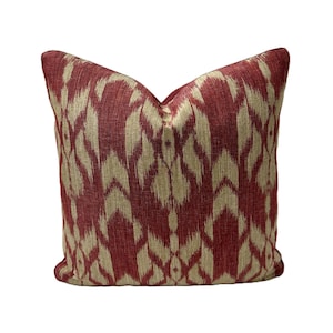High-End Ikat in Terracotta  - Pillow Cover Designer Fabric Handcrafted Decorative Pillow, High-End Designer Throw Pillow, Home Decor