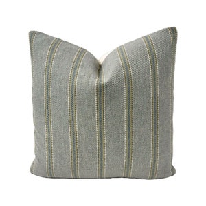 Cowtan & Tout - Shetland Stripe in Aqua -  Pillow Cover// MADE TO ORDER// Designer Fabric Decorative Pillow, High-End Designer Throw Pillow