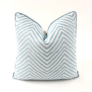 Pillow Cover, Thibaut Pillow Cover, Linea Chevron Aqua Pillow Cover, Decorative High End Pillow Covers, Designer Fabrics