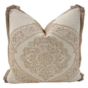 Cowtan & Tout - Damask Palermo in Sand - Pillow Cover// MADE TO ORDER// Designer Fabric Handcrafted Decorative Pillow, High-End Designer