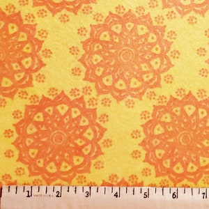 FELT Fabric Yellow and Orange Medallions Fabric