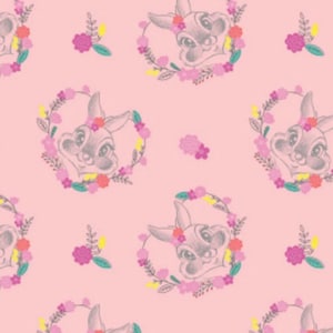 Disney Fabric Dress to Impress Thumper Floral Hearts in Pink 100% Cotton Fabric From Camelot