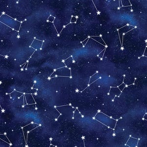 Owl Always Love You Fabric Night Constellations in Blue 100% Cotton Fabric from Timeless Treasures