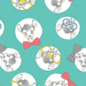 Disney Fabric Dress to Impress Bambi Bows in Green 100% Cotton Fabric From Camelot