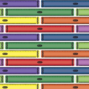 School Fabric I Dream In Color Crayola Rulers in White 100% Cotton Fabric From Riley Blake