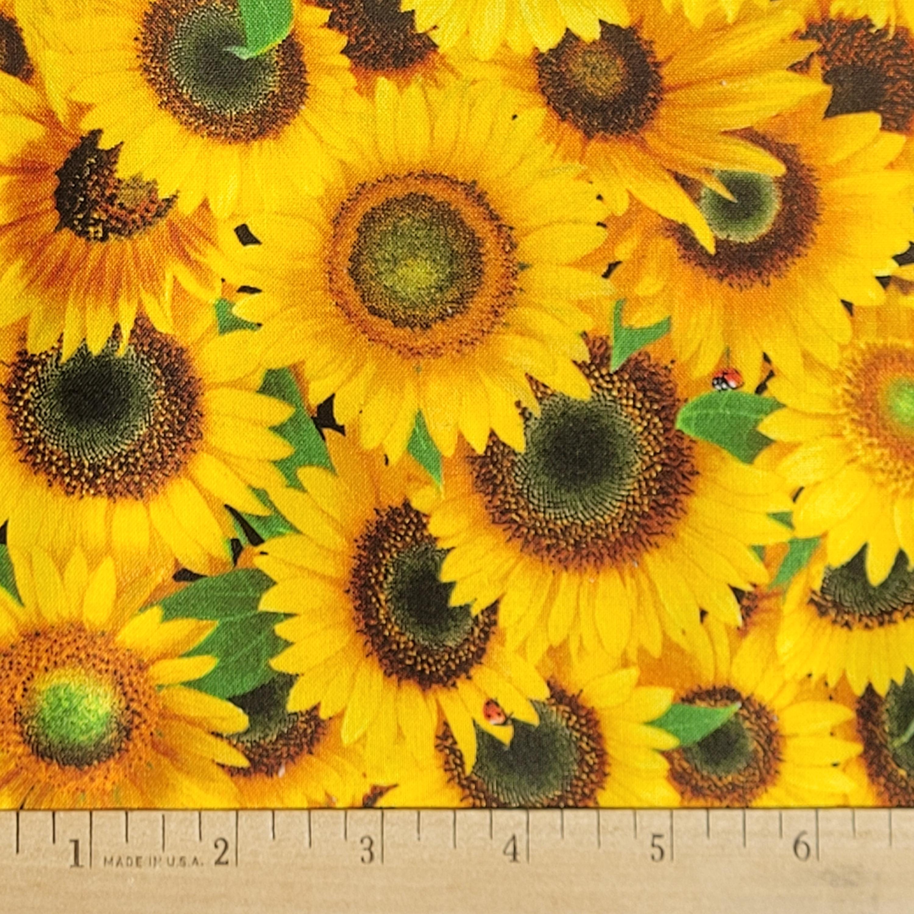 Sunflower Textiles Sunflower Fabric Sunflower Afternoon in Yellow 100% Cotton Fabric From ...