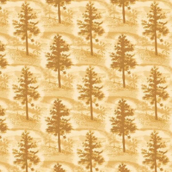 Native Pine Fabric Mini Pine Tree in Tan Premium Quality 100% Cotton Fabric  From Quilting Treasures