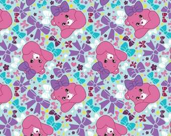 Care Bears Fabric Sparkle & Shine Pretty Bow in Blue 100% Cotton Fabric From Camelot