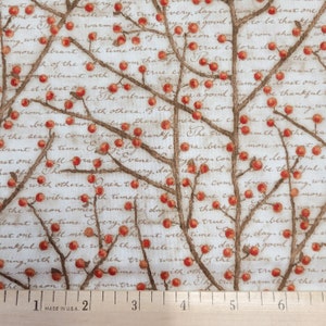 Winter Birds Winter Berry Vinery Words in Cream 100% Cotton from Springs Creative