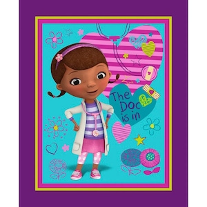 Disney Panel The Doc Is In Doc McStuffins in Multi 100% Cotton Fabric From Springs Creative