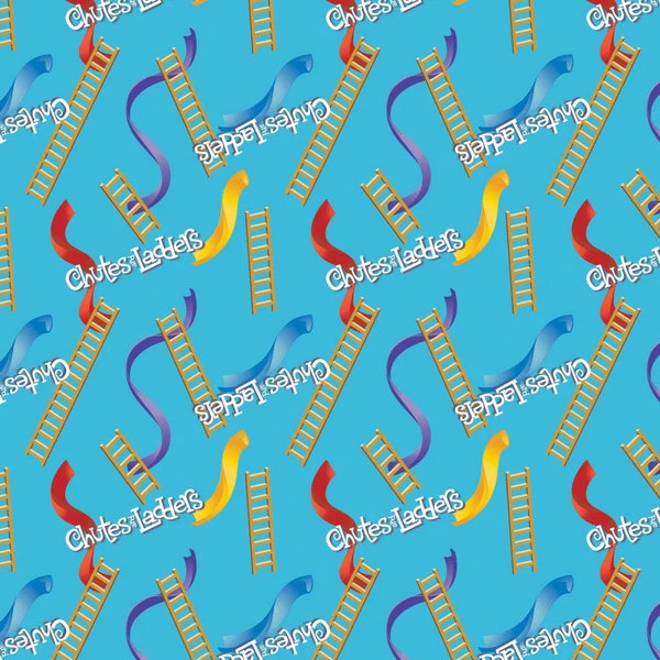 Hasbro Fabric Chutes & Ladders Up And Down in Blue Premium Quality 100% Cotton Fabric From Camelot