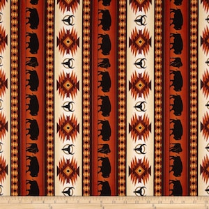 Terracotta Tucson Southwest Buffalo Stripe in Burnt Orange 100% Cotton Fabric From Elizabeth's Studios