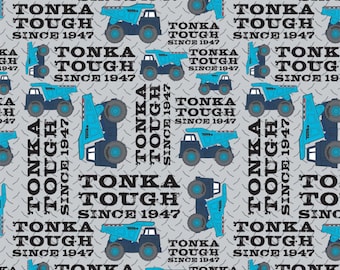 Tonka Truck Fabric Tonka Tough in Blue Premium Quality 100% Cotton Fabric From Camelot