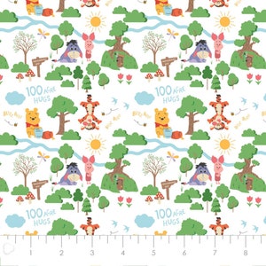 Disney Fabric Winnie the Pooh 100 Acre Woods in White Premium Quality 100% Cotton Fabric From Camelot
