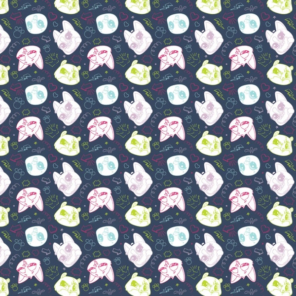 Hasbro Fabric Littlest Pet Shop Tossed in Navy Blue Premium Quality 100% Cotton Fabric From Camelot