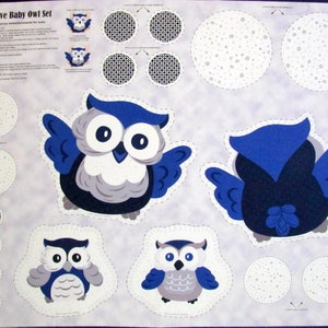 Owl Fabric Panel Baby Boutique Owl Pillow Craft Panel in Blue Premium Quality 100% Cotton Fabric From Quilting Treasures