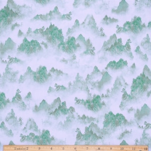 Imperial Panda Landscape in Green 100% Cotton from Quilting Treasures
