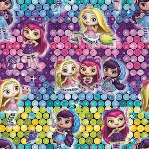Nickelodeon Fabric Nelvana Little Charmers Ombre Sequins in Milti 100% Cotton Fabric From Springs Creative