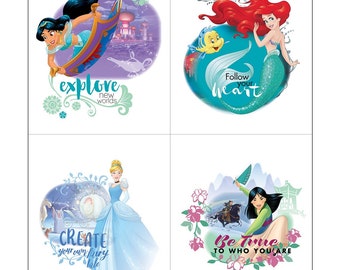 Disney Princess Fabric Explore New Worlds Panel in White in White Premium Quality 100% Cotton Fabric From Camelot