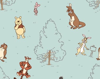 Disney Winnie the Pooh Fabric Winnie the Pooh Group Pack Toss 100% Cotton Fabric From Springs Creative