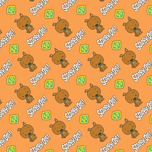 Scooby Doo Chibi Dog Tag in Orange Hanna-Barbera 100% Cotton Fabric From Camelot