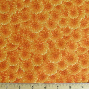 Floral Fabric Danscapes Mini Mums in Orange Premium Quality 100% Cotton Fabric  From RJR