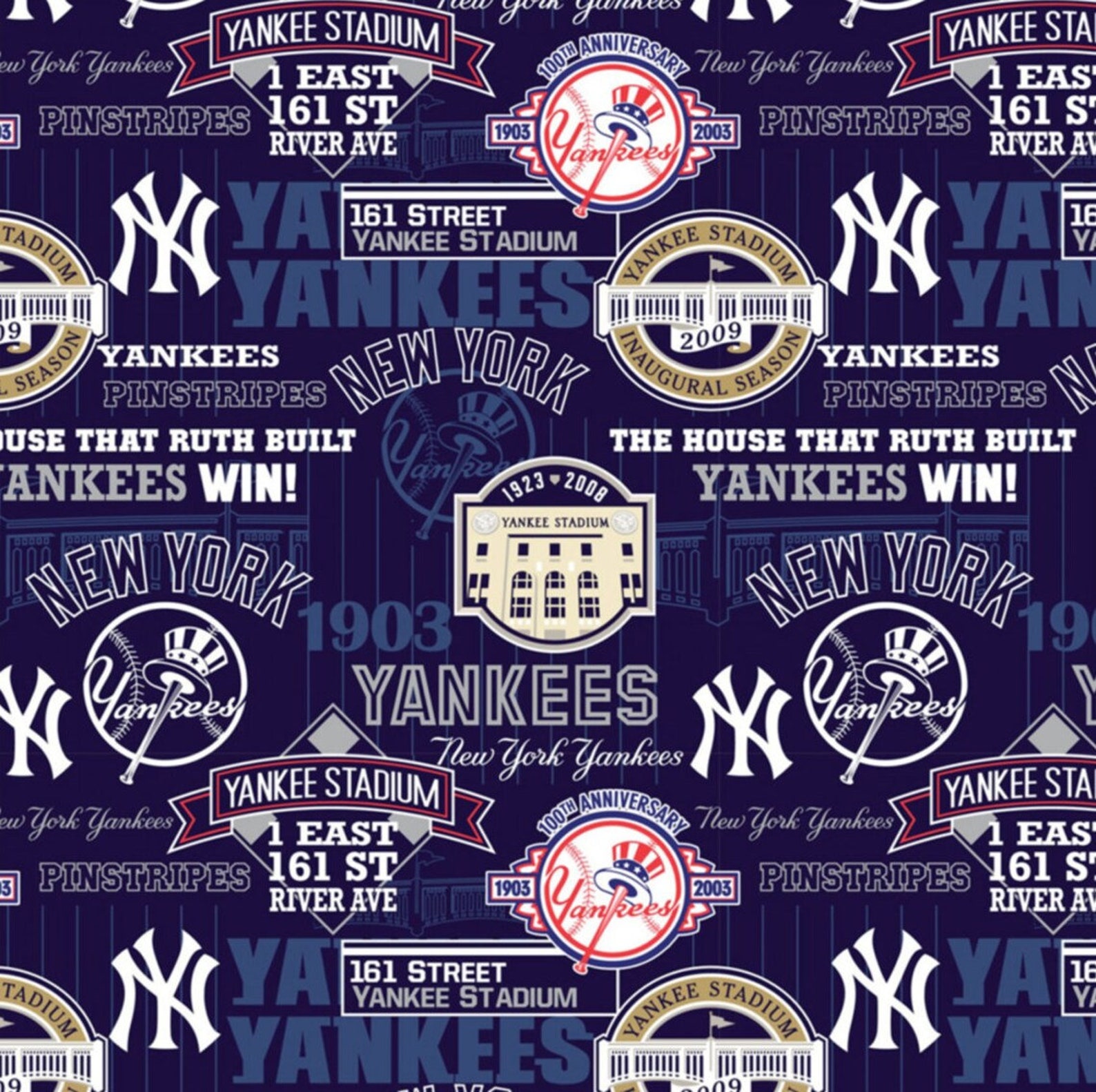 New York Yankees Fabric NY Yankees Stadium Team Shop Baseball in Blue ...
