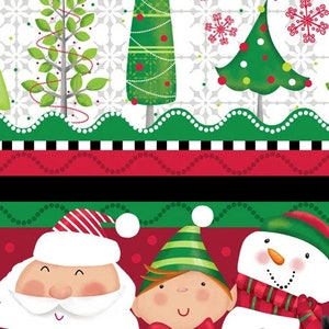 Christmas Fabric Holly Jolly Snowman Stripe in Green 100% Cotton Fabric From Springs Creative