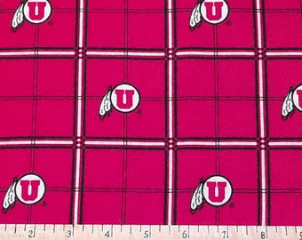 Flannel NCAA University of Utah Swoop Collegiate 1 Yard PRE-CUT Fabric