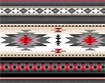 Tucson Southwest Stripe Indian Blanket in Gray 100% Cotton Fabric From Elizabeth's Studios