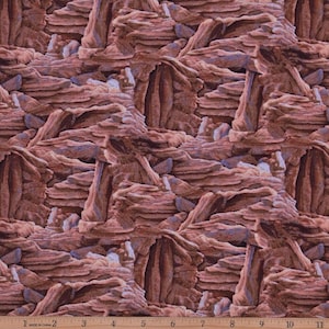 Stone Fabric Sundance Boulders in Brown 100% Cotton Fabric by the Yard