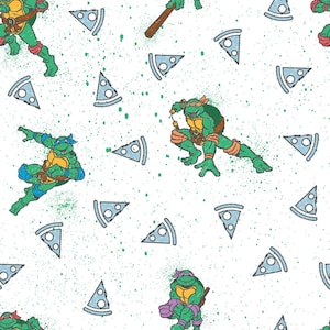 Teenage Mutant Ninja Turtles Fabric Nickelodeon Turtles Paint Splatter in White 100% Cotton Fabric  From Springs Creative