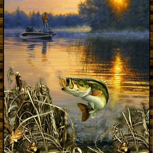 Realtree Fabric Panel Bass Fishing From Sykel 100% Cotton 