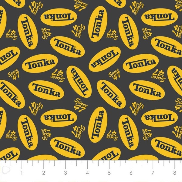 Tonka Truck Fabric Logo Toss in Gray Premium Quality 100% Cotton Fabric From Camelot